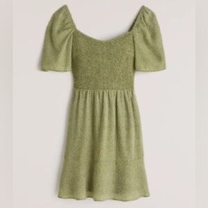 Abercrombie & Fitch flutter sleeve smocked mini dress, green. Size M